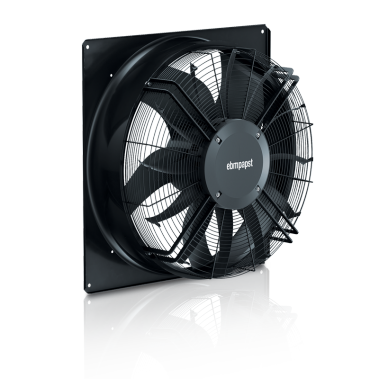 AxiBlade fan in housing, slight lateral view, with reflection