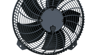 UnitCooler fan, almost frontal view, with reflection