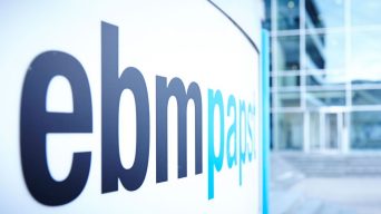 Decorative lettering displaying ebm-papst logo